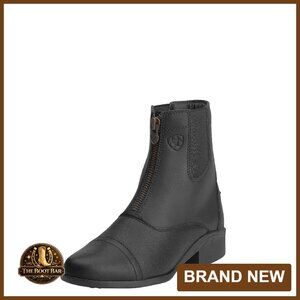 Women's Leather Ankle Boots with Zip Closure for Riding